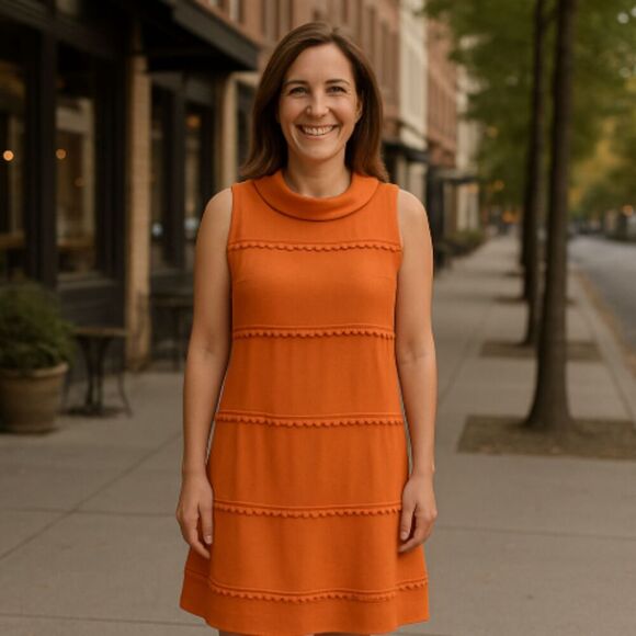 Jessica Simpson Spring Summer Dress Orange Size 4 Zip Closure Back - Picture 3 of 5